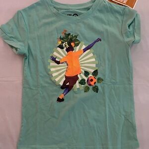 Latino Heritage Month Green Boys Tee with Soccer Graphic New size XS(4-5)